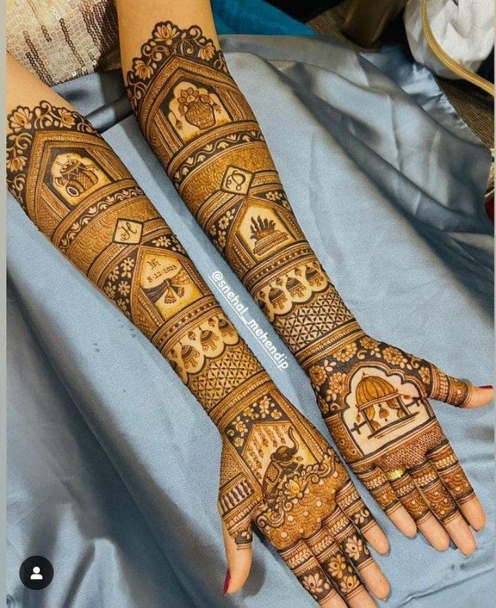 Bridal palms with doli and elephant motifs