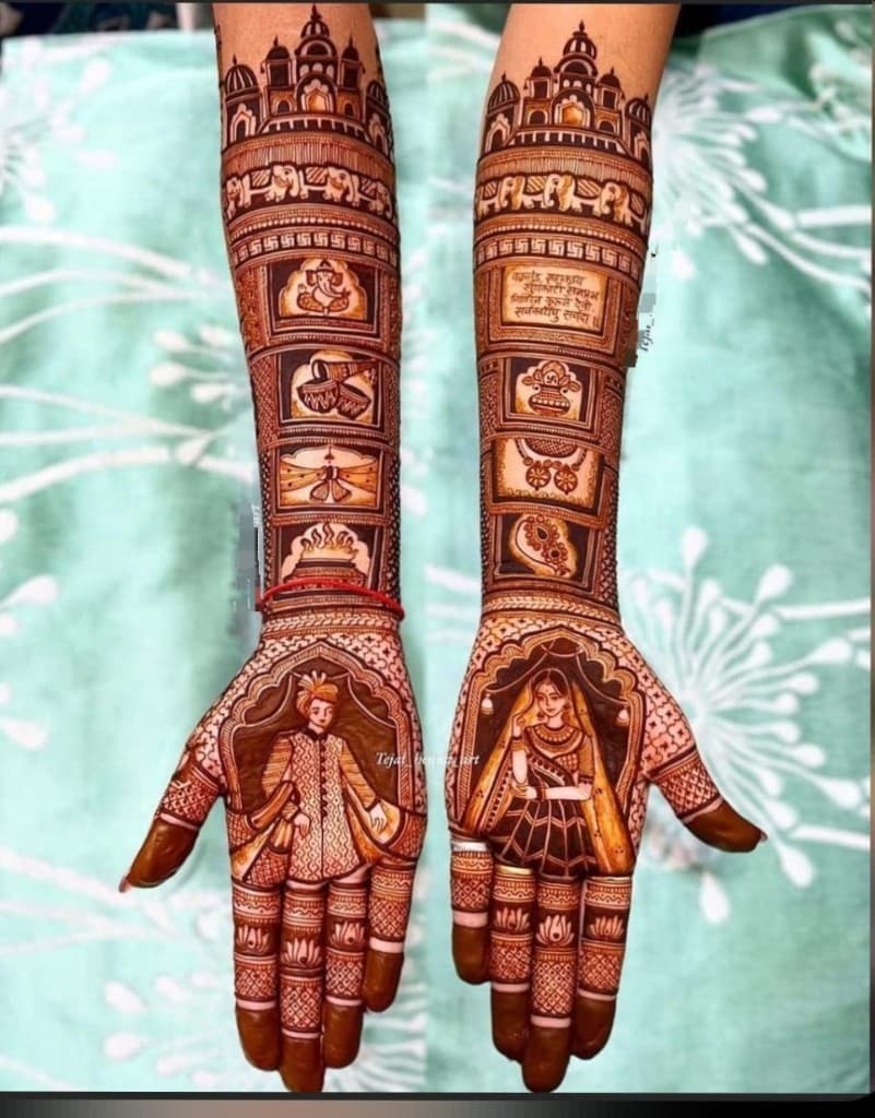 Bride and groom palm portraits