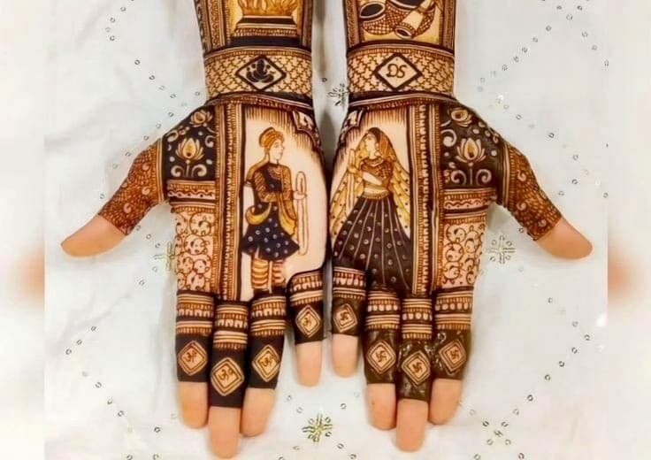 Bridal couple palm portraits