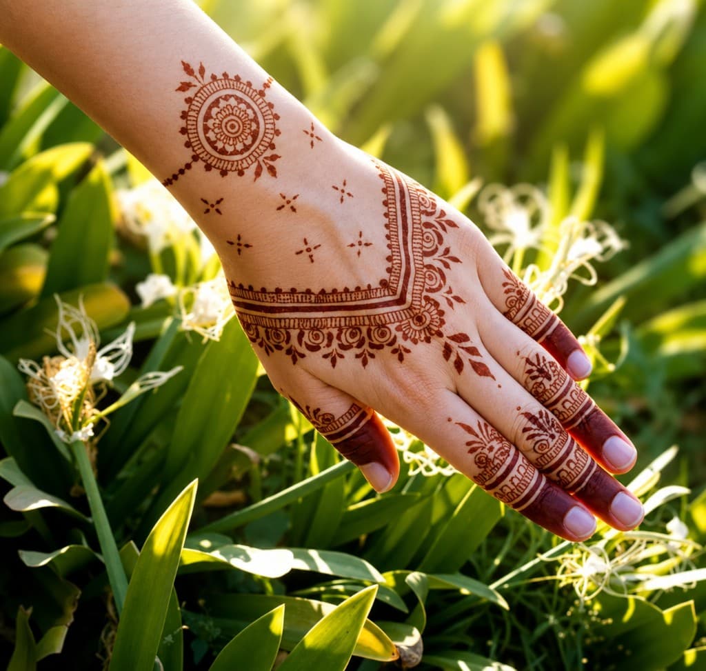 Back-hand floral trail with garden light